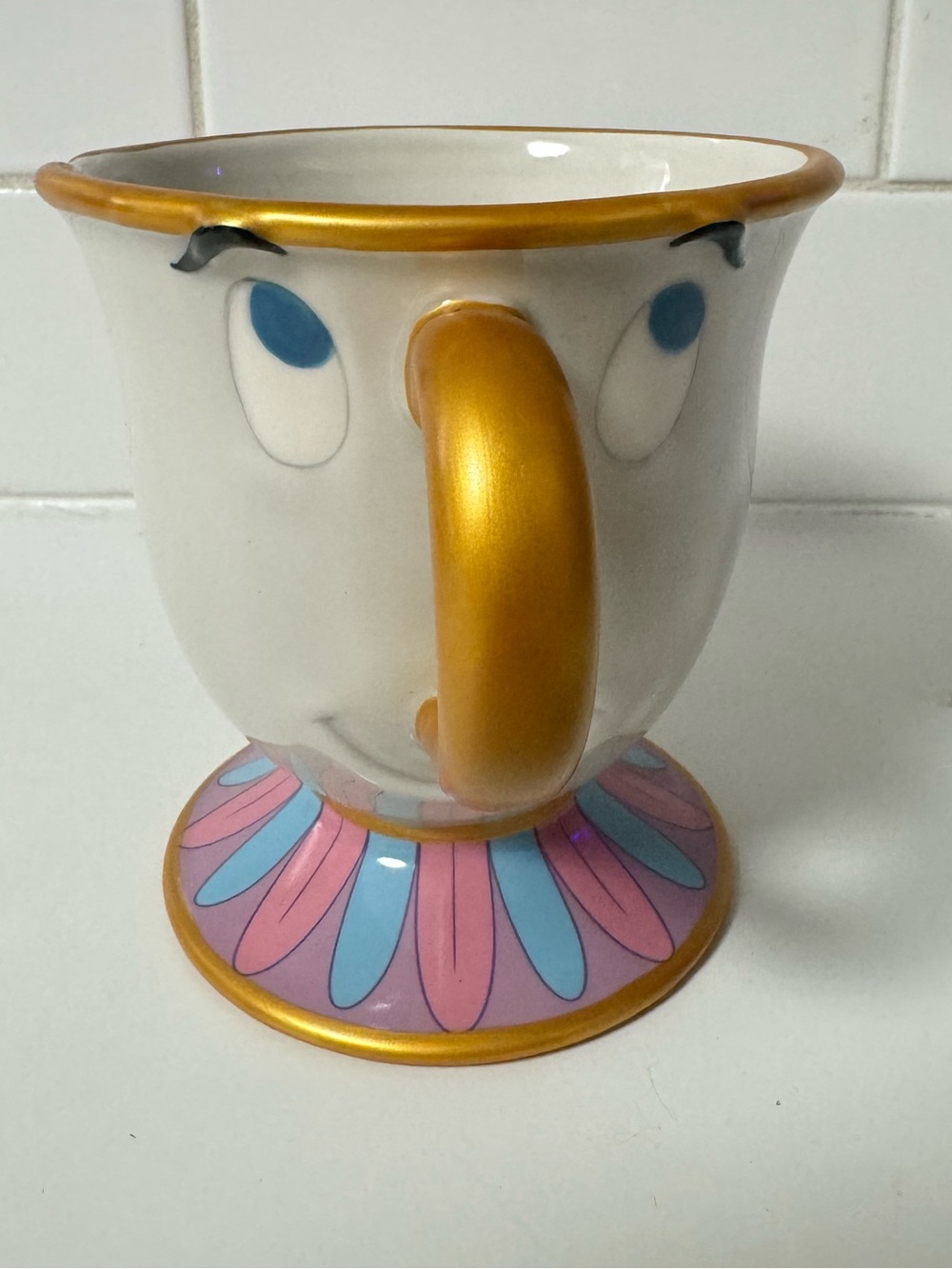 Chip the Teacup Mug with Gold Handle and Pastel Petal Base Disney